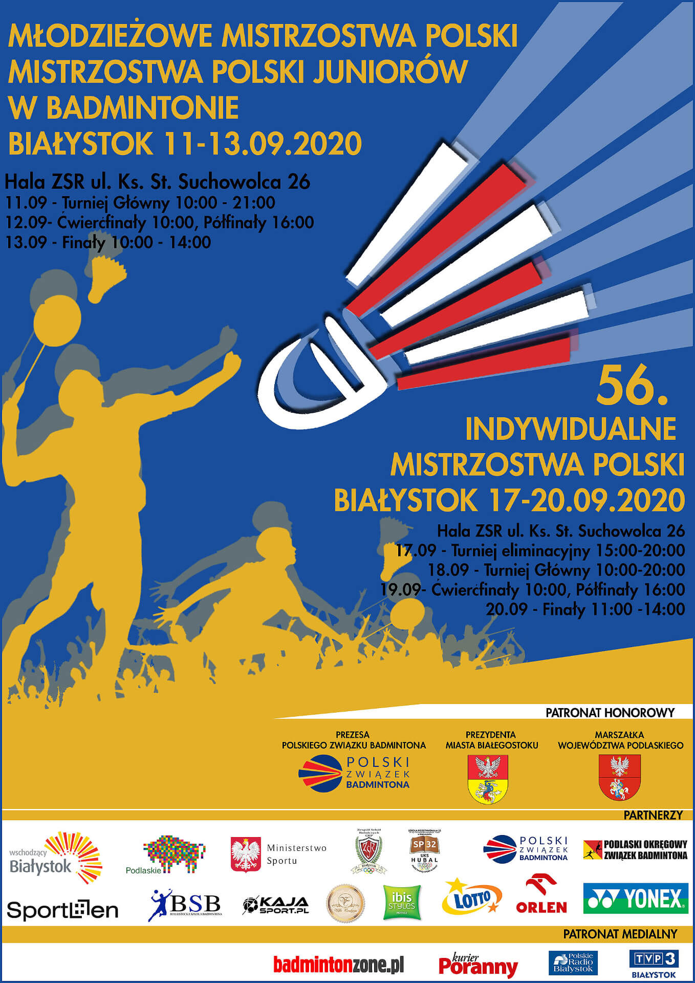 Młodzieżowe Mistrzostwa Polski - Mistrzostwa Polski Juniorów w Badmintonie - Białystok 2020